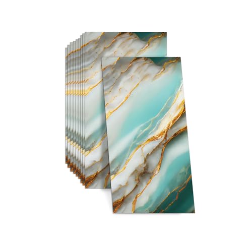 Wandverkleidung Selbstklebend, 10 Stück 60×30cm Fliesenaufkleber, PVC Küchenrückwand, Selbstklebende Wandpaneele, Wasserdicht und ölbeständig Tile Sticker für Küche, Badezimmer (Grünes Gold) von BTSAE