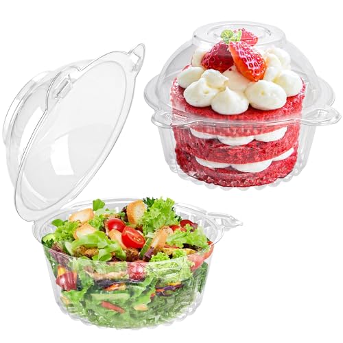 BTSD-home 100 Stück Einzelne Cupcake Box Plastische Cupcake Transportbox Mit Tiefem Kuppeldach Tortenbox für Muffin Salat Cupcake Hochzeit (11x8.5x8 cm) von BTSD-home