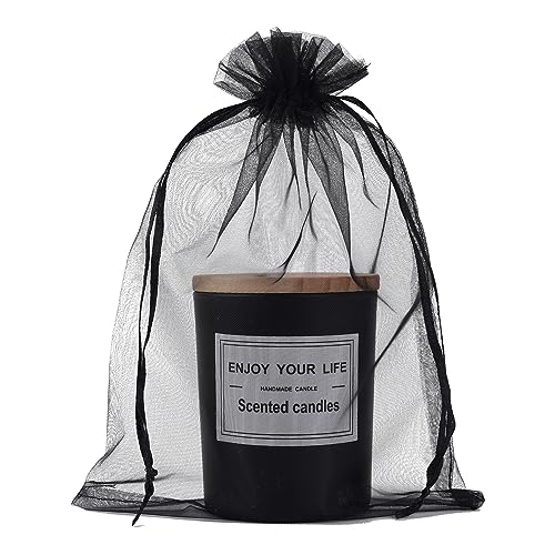 BTSD-home 50pcs Organza Taschen 6x9 Zoll Drawstring Geschenk Taschen Mesh Geschenk Candy Taschen Sheer Organza Hochzeit Favor Taschen schwarz(Scharz) von BTSD-home