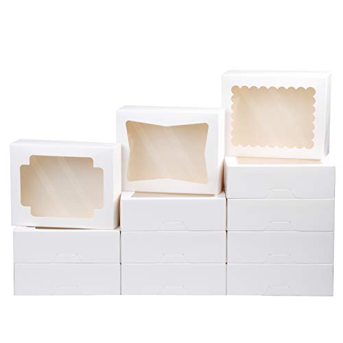 BTSD-home Bäckerei-Boxen mit Fenster 8x6,5x2,5 Zoll Auto-Popup behandeln Gebäck-Boxen für Geschenk geben (24pack, weiß) von BTSD-home
