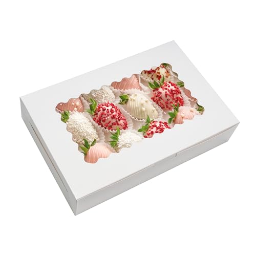 BTSD-home Keksboxen, 30,5 x 20,3 x 6,3 cm, Bäckerei-Boxen mit Sichtfenster, Leckerli-Boxen für Kekse, Verpackung, Geschenk, Dessertboxen für Erdbeeren, Donuts, zerbrechbares Herz, Weiß, 15 Stück BTSD-home Keksboxen, 30,5 x 20,3 x 6,3 cm, Bäckerei-Boxen mit Sichtfenster, Leckerli-Boxen für Kekse, Verpackung, Geschenk, Dessertboxen für Erdbeeren, Donuts, zerbrechbares Herz, Weiß, 15 Stück von BTSD-home