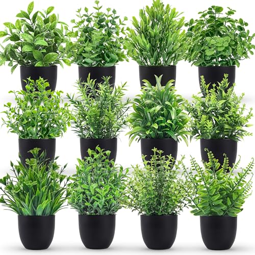 BTSD-home gefälschte Pflanzen 12-Pack künstliche Pflanzen Kleine Faux im schwarzen Topf für Badezimmer Home Office Tisch Dekor Indoor BTSD-home gefälschte Pflanzen 12-Pack künstliche Pflanzen Kleine Faux im schwarzen Topf für Badezimmer Home Office Tisch Dekor Indoor von BTSD-home