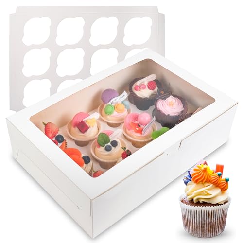BTSD-home 6 Stück Cupcake Box Muffin Transportbox mit Fenster Kuchen Transportbox für 12 Cupcakes oder Salat Käse mit Band(Weiße 35.1x24.1x10.1cm) BTSD-home 6 Stück Cupcake Box Muffin Transportbox mit Fenster Kuchen Transportbox für 12 Cupcakes oder Salat Käse mit Band(Weiße 35.1x24.1x10.1cm) von BTSD-home