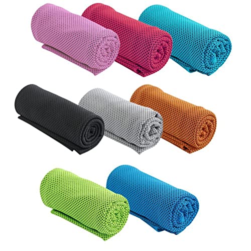 BTSEURY 8 STÜCKE Kühltuch Eishandtuch Hals Mikrofaser Cool Tuch Weiches kühles Handtuch Yoga Gym Running Workout Fitness von BTSEURY