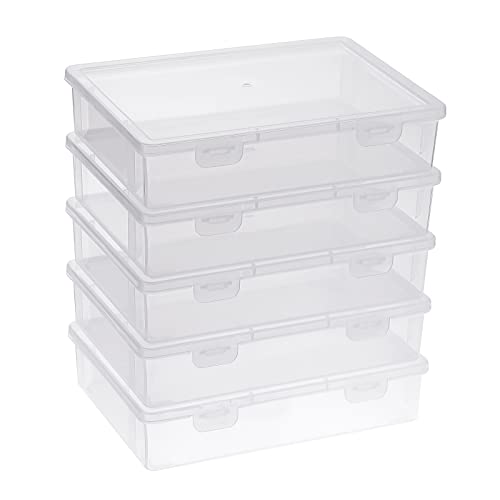 BTSKY 6 Stück kleine transparente stapelbare rechteckige Aufbewahrungsbox mit Klappdeckel – für Zuhause/Büro, Schreibtisch-Organizer, multifunktionale Aufbewahrungsboxen, Behälter von BTSKY