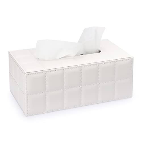 BTSKY Elegante und stilvolle rechteckige Seidenpapierhalter aus PU-Leder Weiß von BTSKY