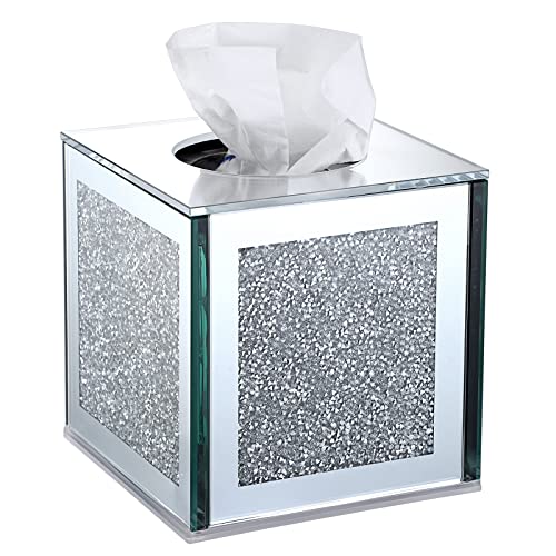 BTSKY Glitzernde Glaswürfel-Tücherbox mit zerkleinerten Kristalldiamanten für Heimdekoration, Tisch-Serviettenhalter, quadratischer Taschentuch-Organizer BTSKY Glitzernde Glaswürfel-Tücherbox mit zerkleinerten Kristalldiamanten für Heimdekoration, Tisch-Serviettenhalter, quadratischer Taschentuch-Organizer von BTSKY