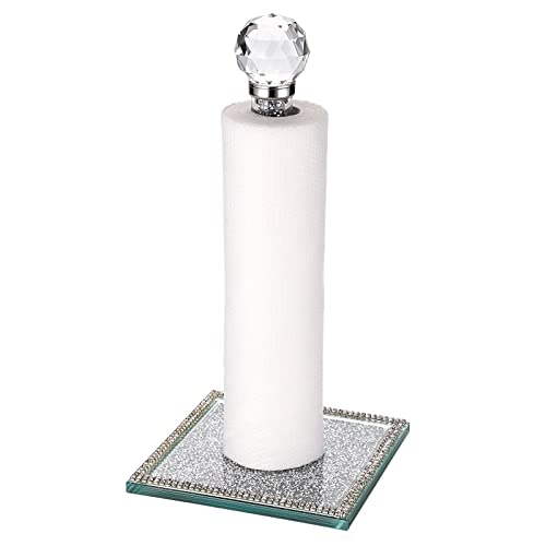 BTSKY Glitzernder Papierhandtuchhalter aus Glas mit Kristallsteinen, für Küchenarbeitsplatten, Gold (Silber) von BTSKY