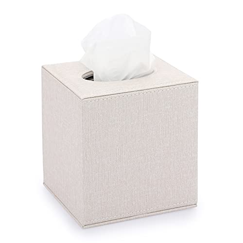 BTSKY Leinen Haushalt Büro Würfel Tissue Papier Halter Quadratische Tissue Box Abdeckung Fall Serviettenhalter (Beige) von BTSKY