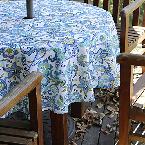 BTSKY Tischdecke mit Regenschirm, 152,4 cm, mit Reißverschluss und Schirmloch, wasser- und schmutzabweisend, rund, Paisleymuster von BTSKY