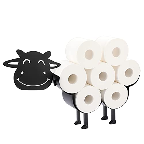 BTSKY Toilettenpapierrollenhalter aus Metall – mattschwarzer TierStil, Toilettenpapierhalter, freistehend, Wandhalterung, ToilettenpapierAufbewahrungsbehälter für Badezimmer, Zuhause, Küche, von BTSKY