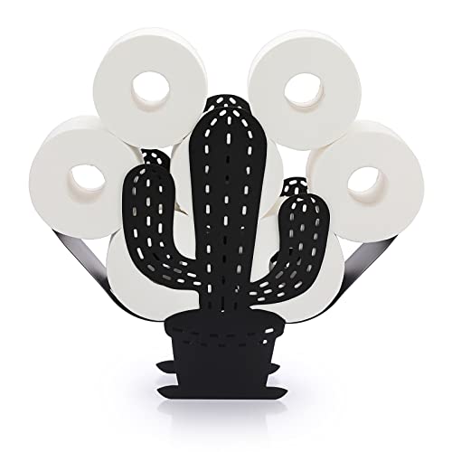 BTSKY Toilettenpapierrollenhalter aus Metall – Mate Black Cactus Modellierung Toilettenpapierhalter, freistehend & Wandmontage Toilettenpapier-Aufbewahrungsbehälter für Badezimmer, Zuhause, Küche, WC von BTSKY