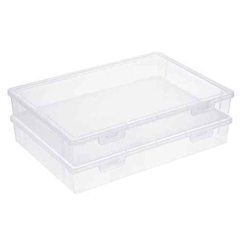 BTSKY Transparente Aufbewahrungsbox aus Kunststoff mit Klappdeckel, Mehrzweck-Bastel-Organizer und Aufbewahrungsbox, Kunstbedarf, Aufbewahrungs-Organizer mit Schnappverschluss, Notizbücher, 2 Stück von BTSKY