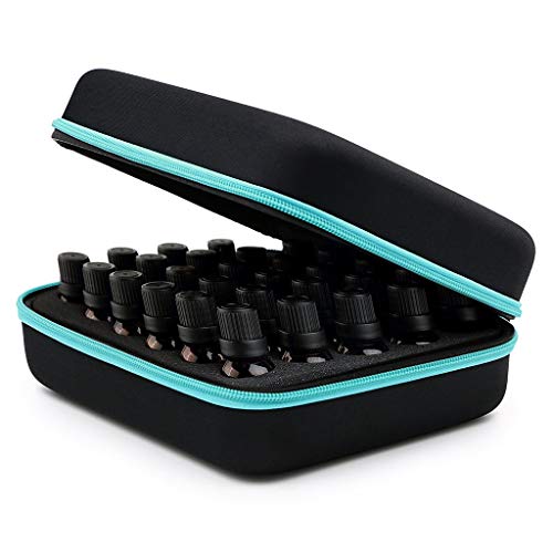 btsky 30 Aufbewahrungsbox mit Griff, Hartschale, EVA-Schaumstoffeinlage, für ätherische öle/ Nagellack, langlebig und wasserdicht, für 30 Flaschen schwarz/blau von BTSKY
