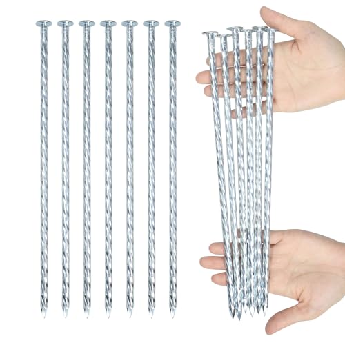 BTSULYOO Künstliche Rasenpfähle, massiv, verzinktes Metall, spiralförmig, Landschaftseinfassung, Spikes für den Außenbereich, robust, rostbeständig, Sicherheits-Verankerungsspikes, 30,5 cm, 52 Stück von BTSULYOO