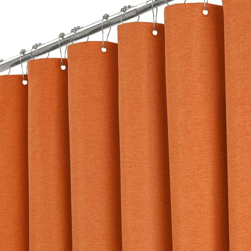 BTTN Duschvorhang Stoff 180x180 cm, Leinen Textur Anti-Schimmel Wasserdichter Textil Duschvorhang mit 12 Haken, Moderne Waschbar Gewichtete Deko Ployester Duschvorhänge für Badezimmer - Burnt Orange BTTN Duschvorhang Stoff 180x180 cm, Leinen Textur Anti-Schimmel Wasserdichter Textil Duschvorhang mit 12 Haken, Moderne Waschbar Gewichtete Deko Ployester Duschvorhänge für Badezimmer - Burnt Orange von BTTN