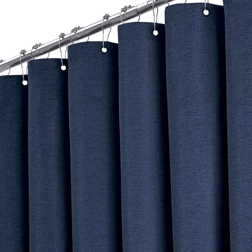 BTTN Duschvorhang Stoff 180x180 cm, Leinen Textur Anti-Schimmel Wasserdichter Textil Duschvorhang mit 12 Haken, Moderne Waschbar Gewichtete Deko Ployester Duschvorhänge für Badezimmer - Marineblau BTTN Duschvorhang Stoff 180x180 cm, Leinen Textur Anti-Schimmel Wasserdichter Textil Duschvorhang mit 12 Haken, Moderne Waschbar Gewichtete Deko Ployester Duschvorhänge für Badezimmer - Marineblau von BTTN