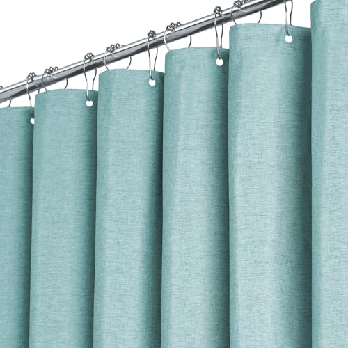 BTTN Duschvorhang Stoff 180x180 cm, Leinen Textur Anti-Schimmel Wasserdichter Textil Duschvorhang mit 12 Haken, Moderne Waschbar Gewichtete Deko Ployester Duschvorhänge für Badezimmer - Türkis BTTN Duschvorhang Stoff 180x180 cm, Leinen Textur Anti-Schimmel Wasserdichter Textil Duschvorhang mit 12 Haken, Moderne Waschbar Gewichtete Deko Ployester Duschvorhänge für Badezimmer - Türkis von BTTN