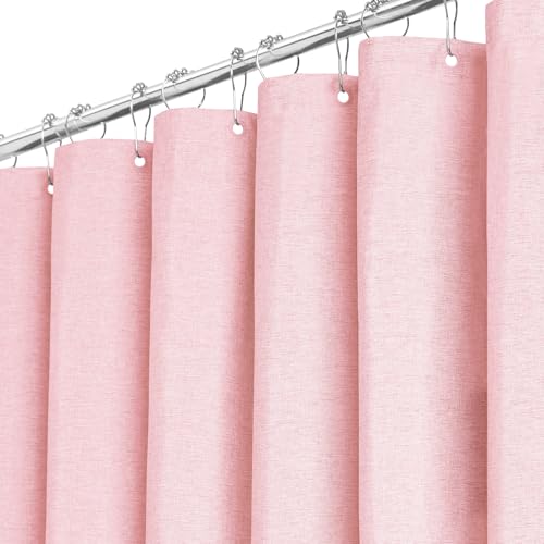 BTTN Duschvorhang Stoff Pink 180x200 cm, Leinen Textur Anti-Schimmel Waschbare Textil Duschvorhang mit 12 Haken, Moderne wasserabweisend Gewichteten Saum Ployester Duschvorhänge für Badewanne BTTN Duschvorhang Stoff Pink 180x200 cm, Leinen Textur Anti-Schimmel Waschbare Textil Duschvorhang mit 12 Haken, Moderne wasserabweisend Gewichteten Saum Ployester Duschvorhänge für Badewanne von BTTN