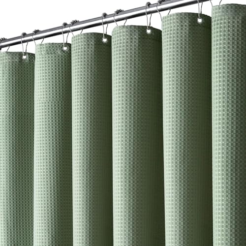 BTTN Duschvorhang Waffel 100x200 cm, Schmaler Anti-Schimmel Schwere Wasserdicht Stoff Textile Duschvorhang mit 6 Haken, Moderner Gewichtete Waschbar Deko Polyester Duschvorhänge für Badezimmer, Grün BTTN Duschvorhang Waffel 100x200 cm, Schmaler Anti-Schimmel Schwere Wasserdicht Stoff Textile Duschvorhang mit 6 Haken, Moderner Gewichtete Waschbar Deko Polyester Duschvorhänge für Badezimmer, Grün von BTTN