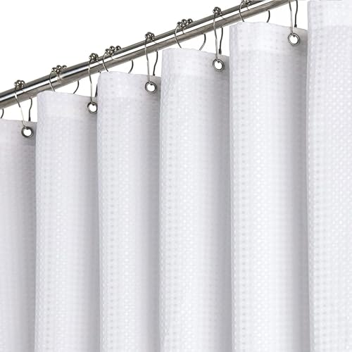 BTTN Duschvorhang Waffel 100x200 cm, Schmaler Anti-Schimmel Schwere Wasserdicht Stoff Textile Duschvorhang mit 6 Haken, Moderner Gewichtete Waschbar Deko Polyester Duschvorhänge für Badezimmer, Weiß BTTN Duschvorhang Waffel 100x200 cm, Schmaler Anti-Schimmel Schwere Wasserdicht Stoff Textile Duschvorhang mit 6 Haken, Moderner Gewichtete Waschbar Deko Polyester Duschvorhänge für Badezimmer, Weiß von BTTN
