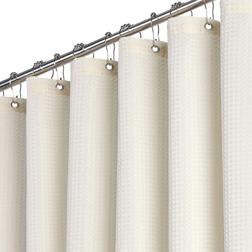 BTTN Duschvorhang Waffel 90x200 cm, Schmaler Anti-Schimmel Schwere Wasserdicht Stoff Textile Duschvorhang mit 6 Haken, Moderner Gewichtete Waschbar Polyester Duschvorhänge für Badezimmer, Beige/Creme BTTN Duschvorhang Waffel 90x200 cm, Schmaler Anti-Schimmel Schwere Wasserdicht Stoff Textile Duschvorhang mit 6 Haken, Moderner Gewichtete Waschbar Polyester Duschvorhänge für Badezimmer, Beige/Creme von BTTN
