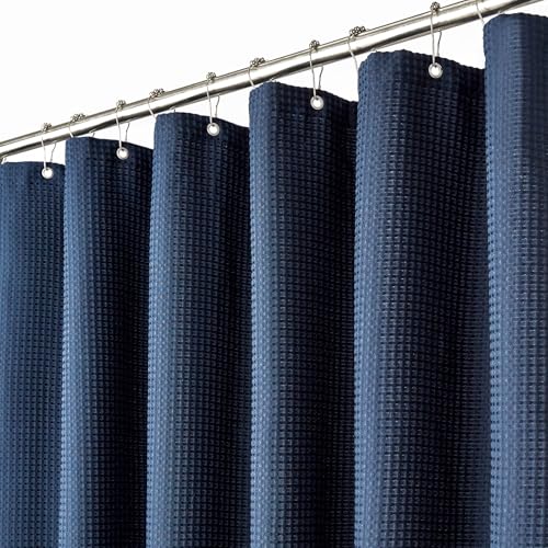BTTN Duschvorhang Waffel Marineblau 180x180 cm, Anti-Schimmel Schwere wasserdichte Stoff Textile Duschvorhang mit 12 Haken, Moderner Waschbar Gewichteten Saum Polyester Duschvorhänge für Badezimmer BTTN Duschvorhang Waffel Marineblau 180x180 cm, Anti-Schimmel Schwere wasserdichte Stoff Textile Duschvorhang mit 12 Haken, Moderner Waschbar Gewichteten Saum Polyester Duschvorhänge für Badezimmer von BTTN