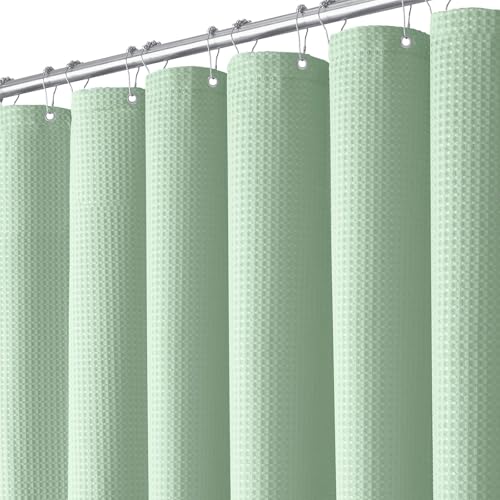 BTTN Duschvorhang Waffel Minzgrün 180x180 cm, Anti-Schimmel Schwere Wasserdichte Stoff textile Duschvorhang mit 12 Haken, Moderner Waschbar Gewichteten Saum Deko Polyester Duschvorhänge für Badezimmer BTTN Duschvorhang Waffel Minzgrün 180x180 cm, Anti-Schimmel Schwere Wasserdichte Stoff textile Duschvorhang mit 12 Haken, Moderner Waschbar Gewichteten Saum Deko Polyester Duschvorhänge für Badezimmer von BTTN
