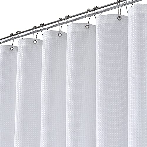 BTTN Weiß Waffel Duschvorhang, Anti-Schimmel Badevorhang aus Polyester Stoff, Wasserabweisend Waschbar Schimmelresistent Material für nasses Badezimmer, Strapazierfähiges Duschvorhang 182 x 214 cm von BTTN
