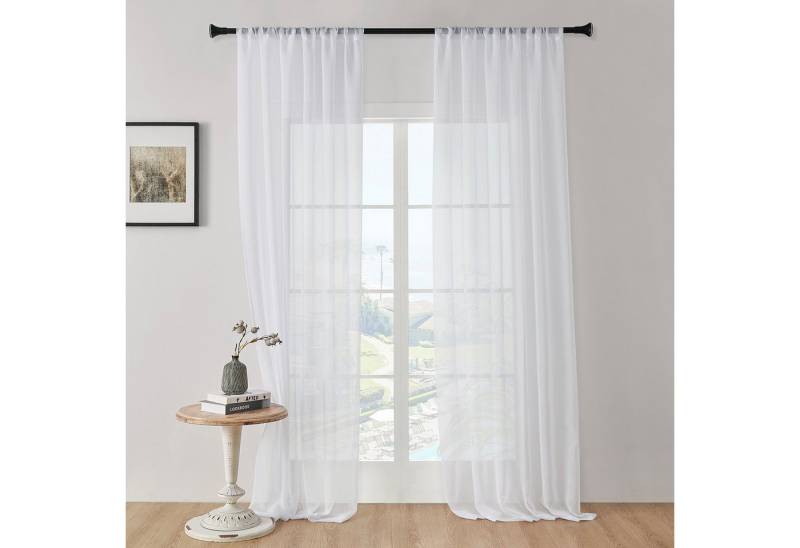 BTTO V&G Bindegardine Voile Gardinen 2er-Set, Transparente Vorhänge, Weiß Gaze, Stangentasche von BTTO V&G