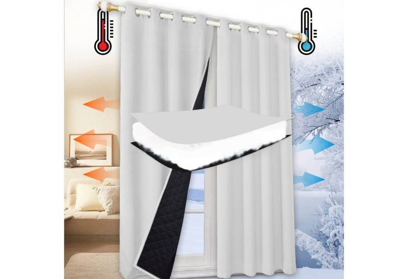 BTTO V&G Gardine Blickdicht Vorhang Kälteschutz,Verdunklungsvorhänge (2 St), abdunkelnd, Thermovorhang mit Ösen von BTTO V&G
