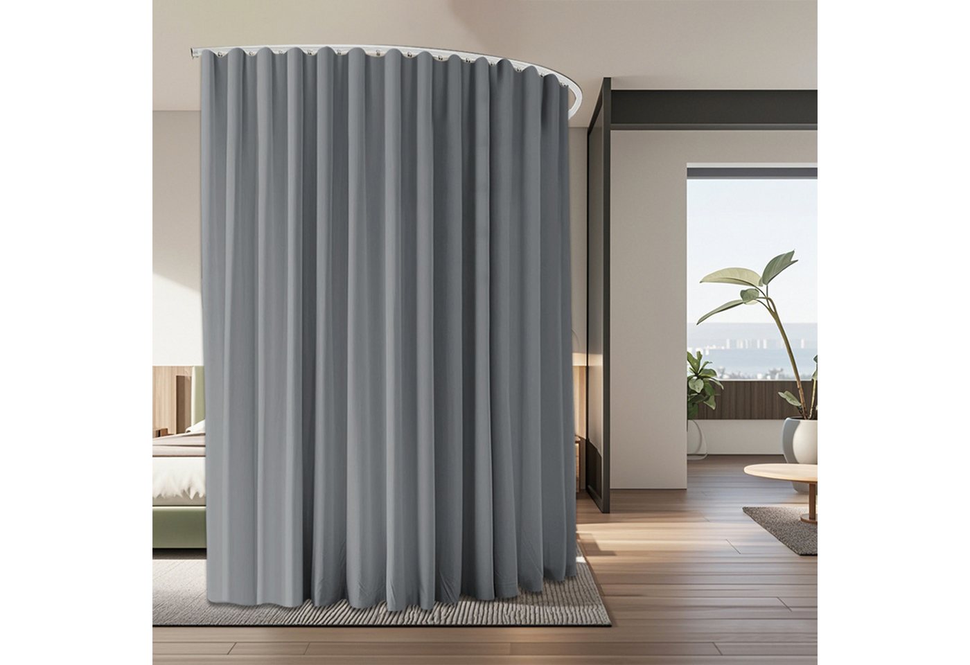 BTTO V&G Gardine Raumteiler Vorhang,Extra Breite (1 St), blickdicht, Verdunkelungsvorhang mit Schiene für Wohnzimmer (Breite: 254cm) von BTTO V&G