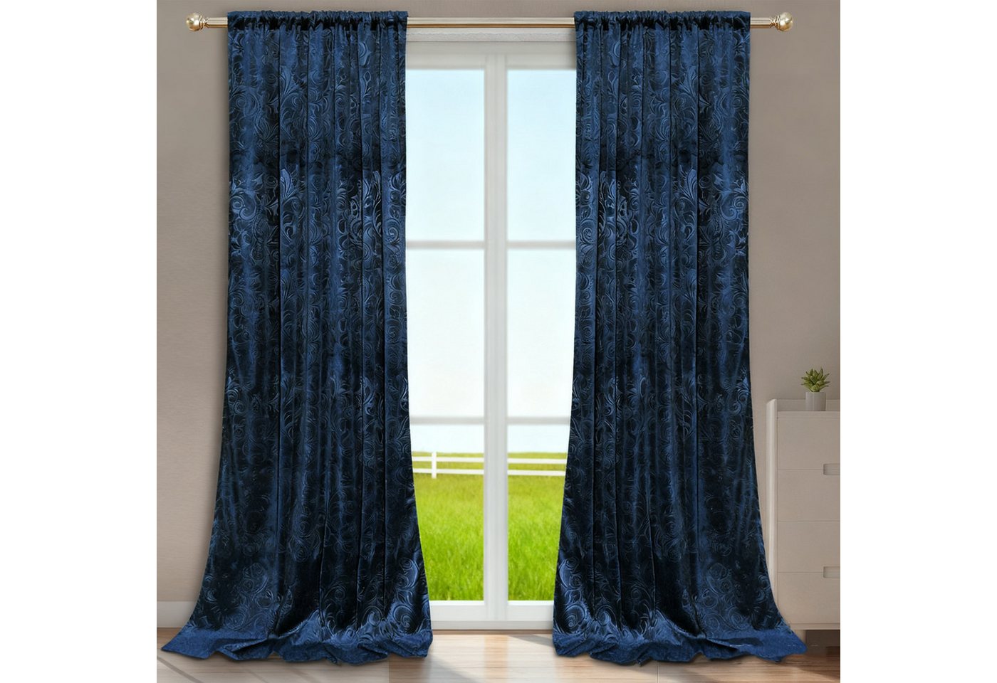 BTTO V&G Gardine Verdunkelungsvorhang (2 St), abdunkelnd, Blickdicht Samt Vorhang von BTTO V&G