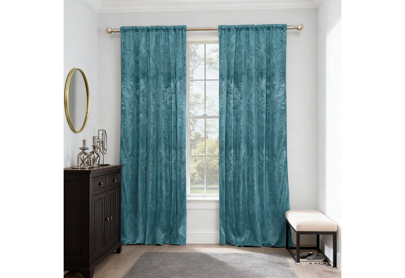 BTTO V&G Gardine Verdunkelungsvorhang (2 St), abdunkelnd, Blickdicht Samt Vorhang von BTTO V&G