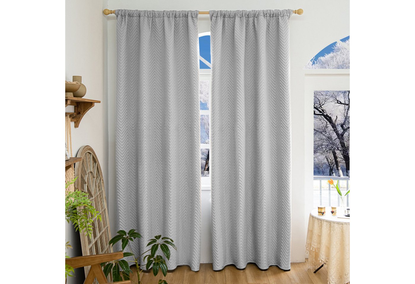 BTTO V&G Gardine Verdunkelungsvorhang Thermovorhang,Blickdicht Vorhang Gardinen (2 St), abdunkelnd, Wärmeisolierend,Winddicht,Gesteppter Plüsch,Hochbelastbar von BTTO V&G