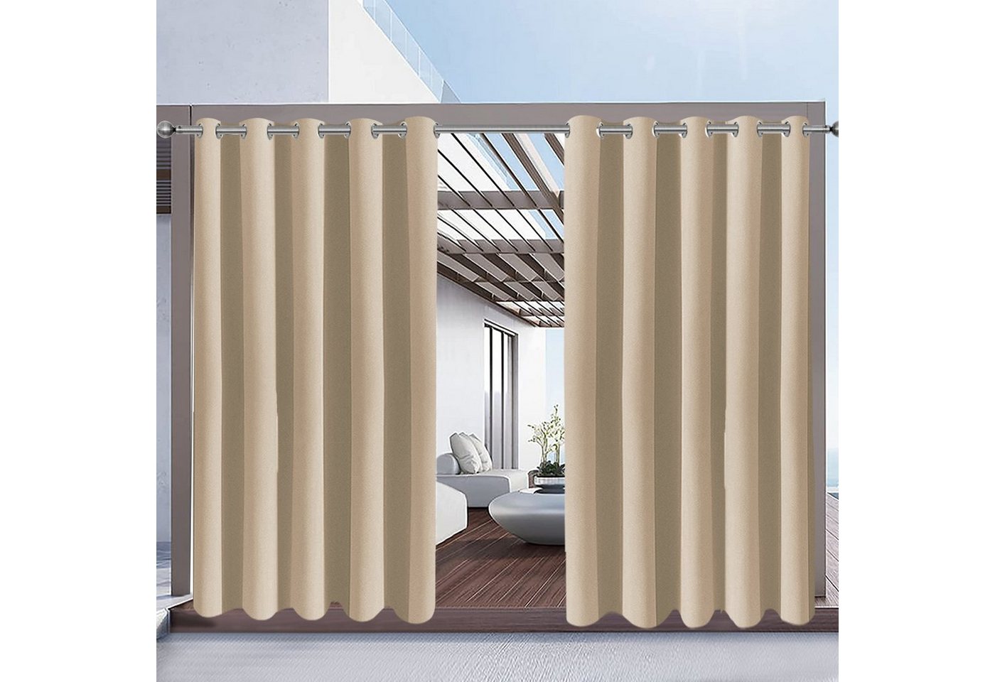 BTTO V&G Outdoorgardine Outdoorvorhang Wasserdicht,Gardinen mit ösen, (1 St), abdunkelnd, Winddicht von BTTO V&G