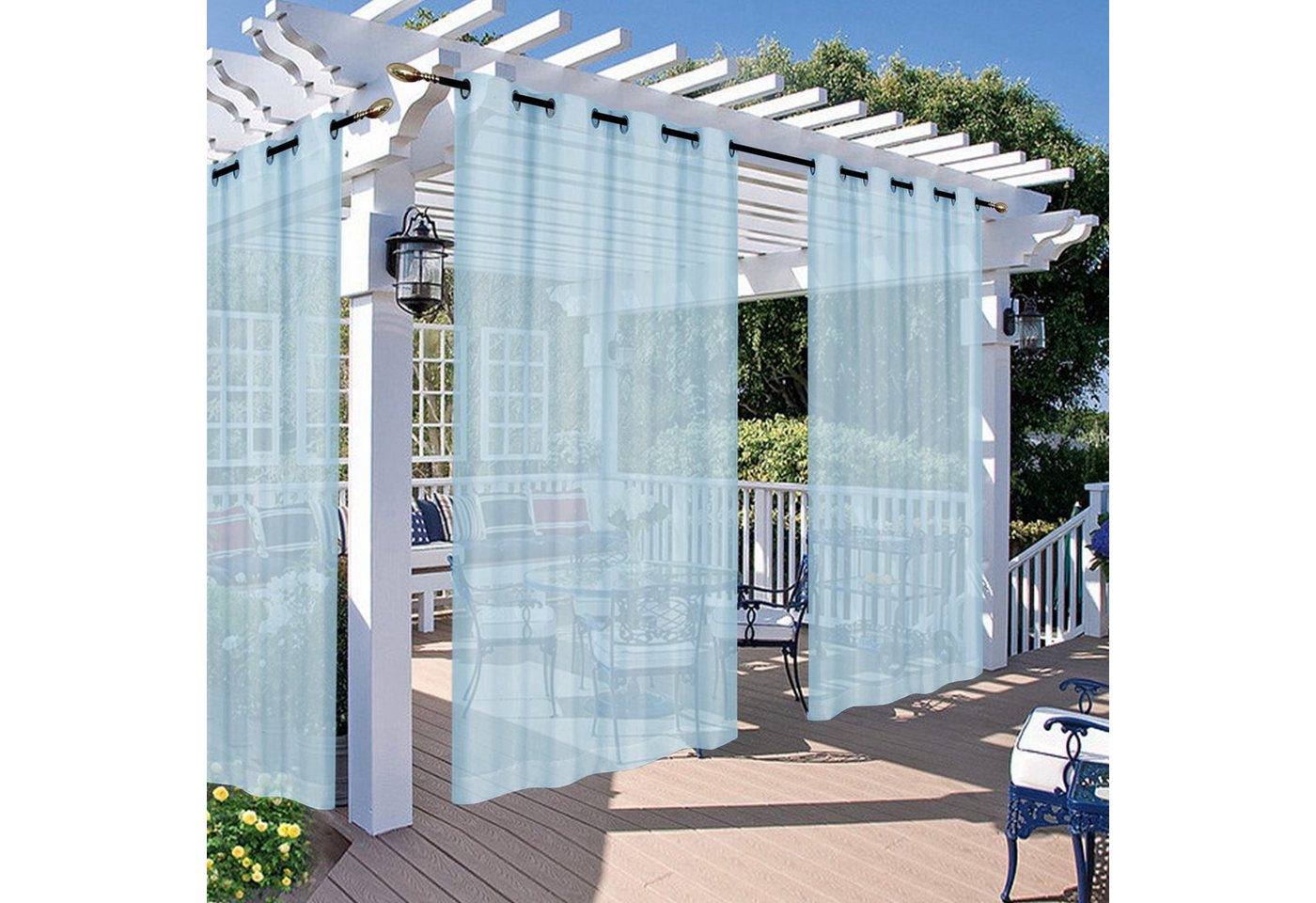 BTTO V&G Outdoorvorhang Wasserdichter Gardinen,Balkon Vorhang,Outdoor Vorhang mit Ösen (2 St), Transparenter Terrassenvorhang von BTTO V&G