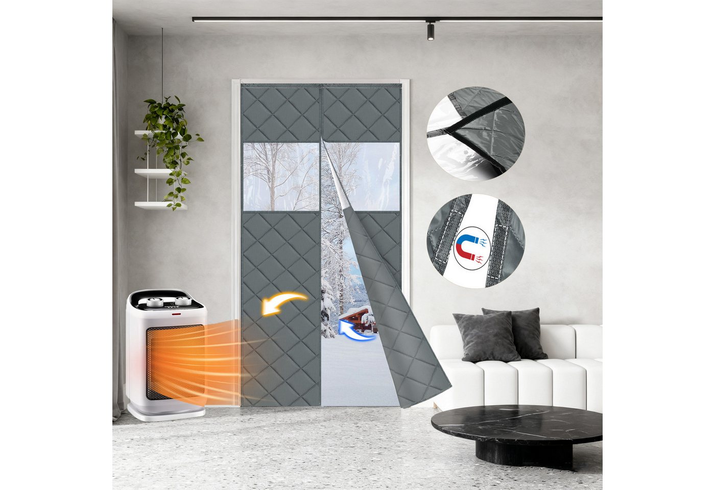 BTTO V&G Raumteilerregal Magnetvorhang Gesteppter Türvorhang mit Fenster, Selbstklebend, 89x218cm, Kälteschutz Wärmeschutz Magnetisch Haustierfreundliches Design BTTO V&G Raumteilerregal Magnetvorhang Gesteppter Türvorhang mit Fenster, Selbstklebend, 89x218cm, Kälteschutz Wärmeschutz Magnetisch Haustierfreundliches Design von BTTO V&G