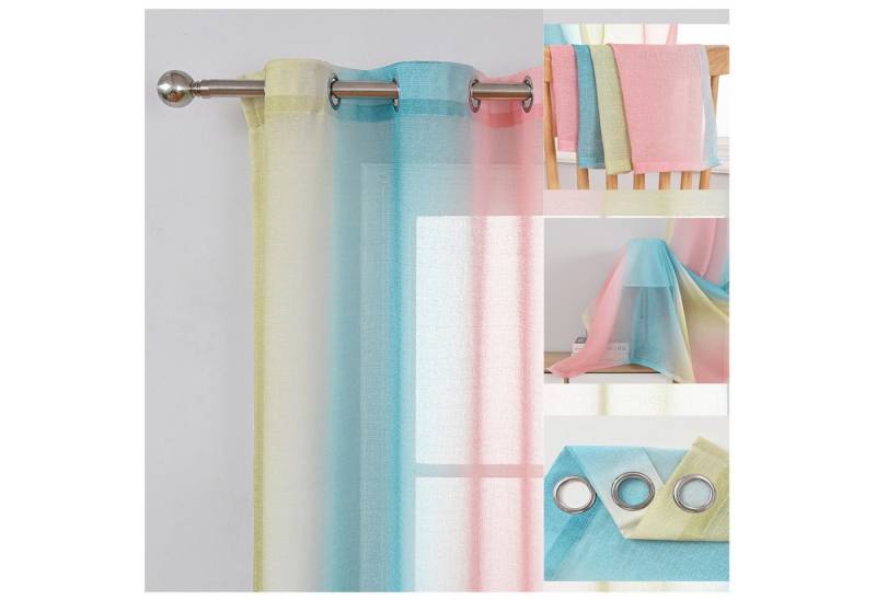 BTTO V&G Scheibengardine 1/2er Set Vorhang, Ösen Gardine Transparente Voile Fensterschal (1 St), Vorhang Farbverlauf von BTTO V&G