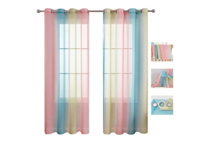 BTTO V&G Scheibengardine 1/2er Set Vorhang, Ösen Gardine Transparente Voile Fensterschal, (2 St), Vorhang Farbverlauf von BTTO V&G