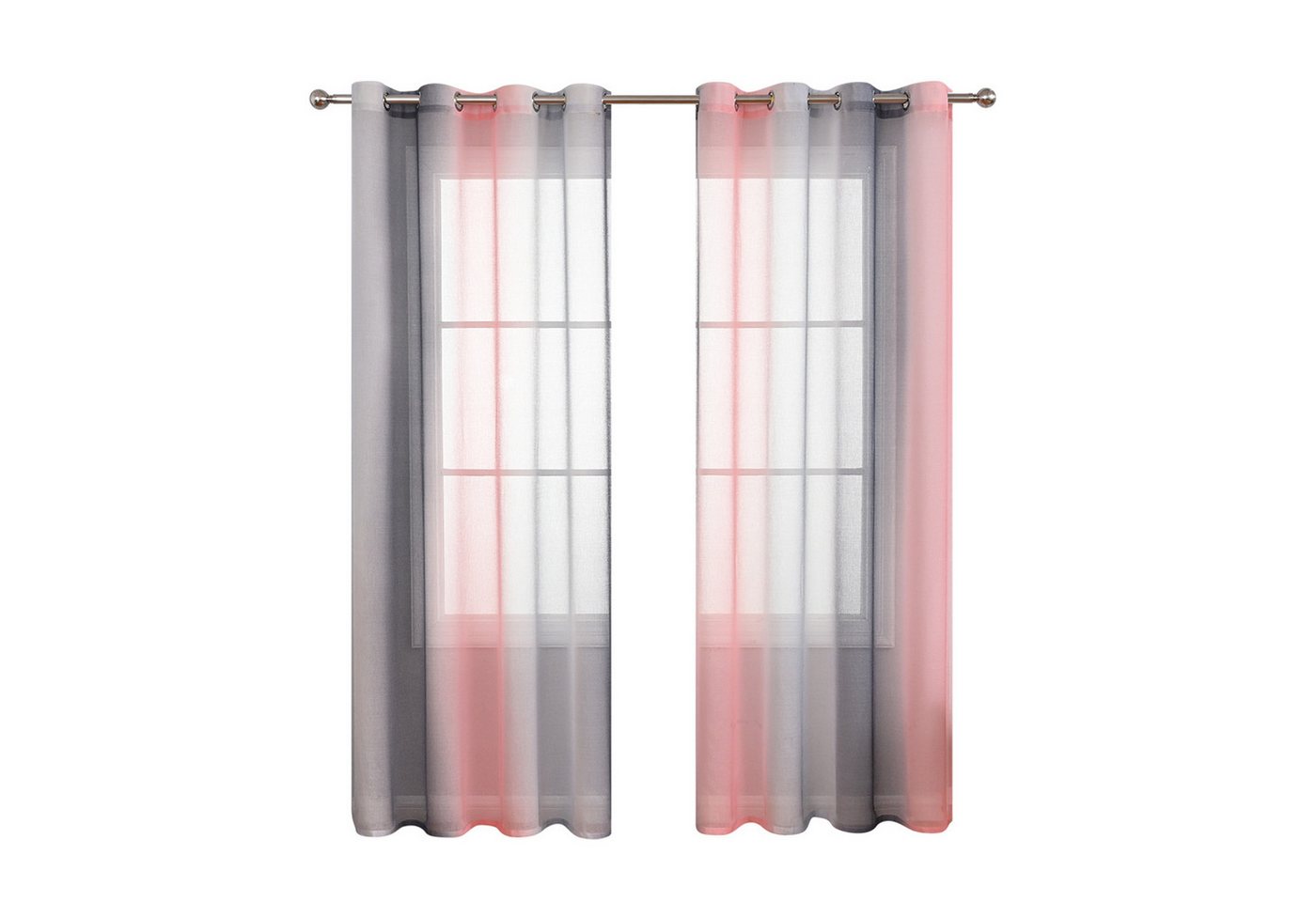 BTTO V&G Scheibengardine 2er Set Vorhang, Ösen Gardine Transparente Voile Fensterschal, Vorhang Farbverlauf BTTO V&G Scheibengardine 2er Set Vorhang, Ösen Gardine Transparente Voile Fensterschal, Vorhang Farbverlauf von BTTO V&G