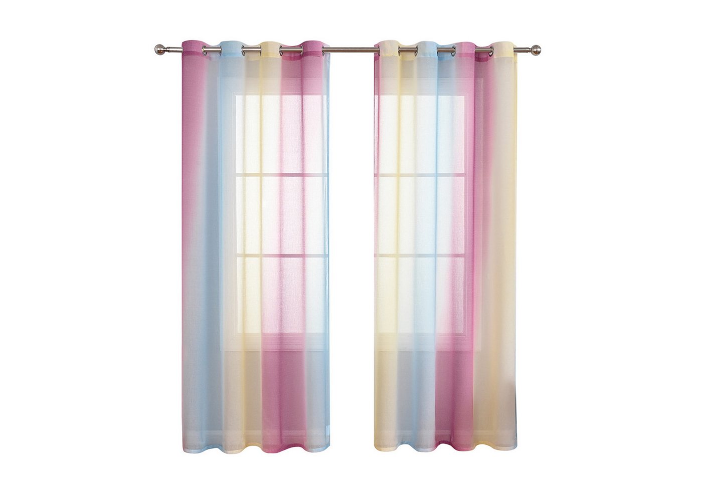 BTTO V&G Scheibengardine 2er Set Vorhang, Ösen Gardine Transparente Voile Fensterschal, Vorhang Farbverlauf BTTO V&G Scheibengardine 2er Set Vorhang, Ösen Gardine Transparente Voile Fensterschal, Vorhang Farbverlauf von BTTO V&G