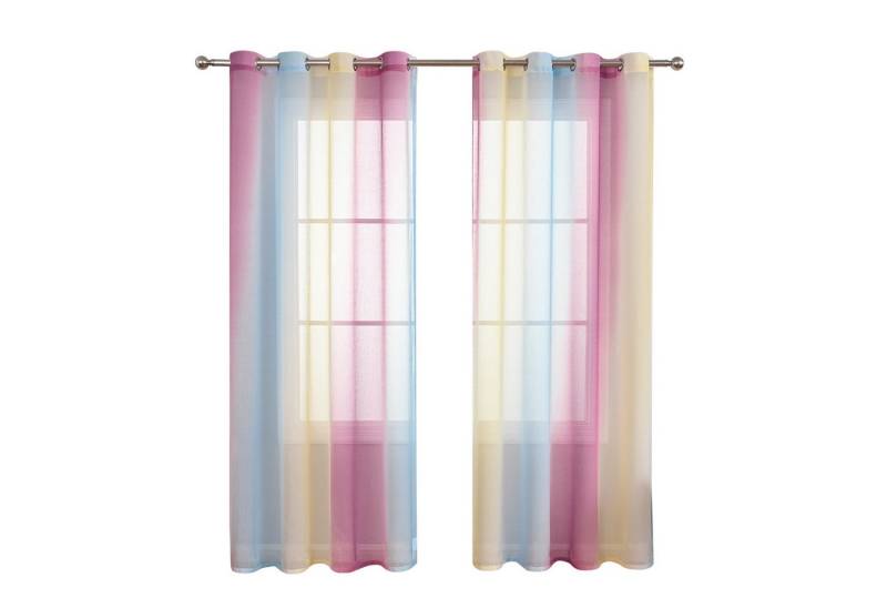 BTTO V&G Scheibengardine 2er Set Vorhang, Ösen Gardine Transparente Voile Fensterschal, Vorhang Farbverlauf BTTO V&G Scheibengardine 2er Set Vorhang, Ösen Gardine Transparente Voile Fensterschal, Vorhang Farbverlauf von BTTO V&G