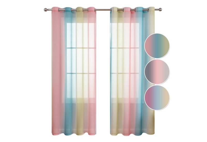 BTTO V&G Scheibengardine 2er Set Vorhang, Ösen Gardine Transparente Voile Fensterschal, Vorhang Farbverlauf BTTO V&G Scheibengardine 2er Set Vorhang, Ösen Gardine Transparente Voile Fensterschal, Vorhang Farbverlauf von BTTO V&G