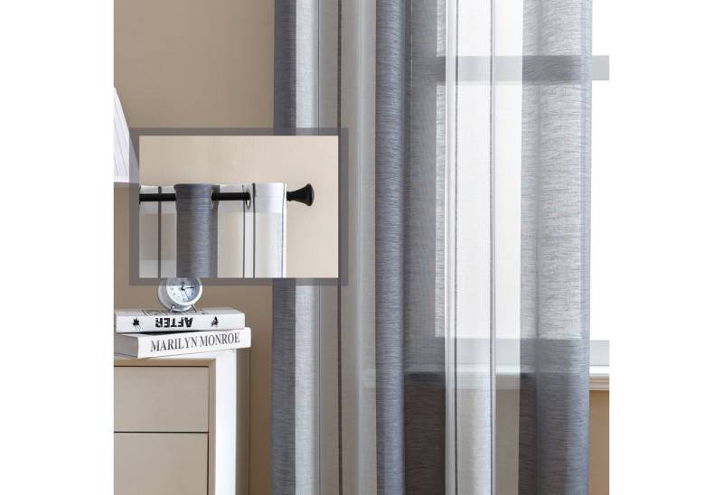 BTTO V&G Vorhang Gestreifter Vorhang 2er Set Ösen Voile Vorhänge,Gardinen Transparent, Schlafzimmer Vorhang Streifen von BTTO V&G
