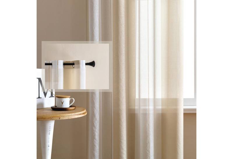 BTTO V&G Vorhang Gestreifter Vorhang 2er Set Ösen Voile Vorhänge,Gardinen Transparent, Schlafzimmer Vorhang Streifen von BTTO V&G