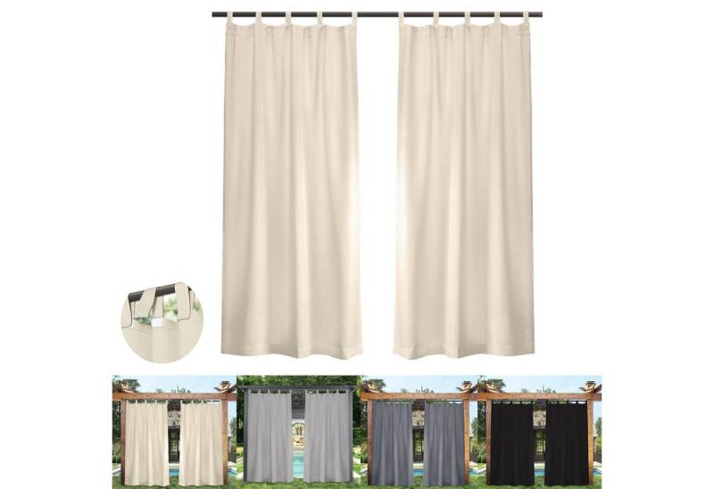 BTTO V&G Vorhang Outdoor Wetterfest 1/2er Set Schlaufengardine Klebriges Tab-Top, (2 St), Balkon Gardinen Verdunkelungsvorhänge,Pavillon Strandhaus (1/2 Panele) von BTTO V&G