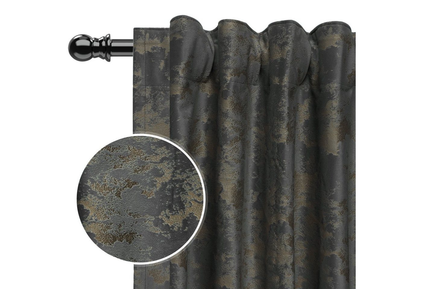 BTTO V&G Vorhang Samt Kräuselband, Vorhang Blickdicht, Golddruck Gardinen, 2er (2 St), 85%-95% Verdunklungsvorhänge,Thermovorhang, 2-Teiliges Set von BTTO V&G