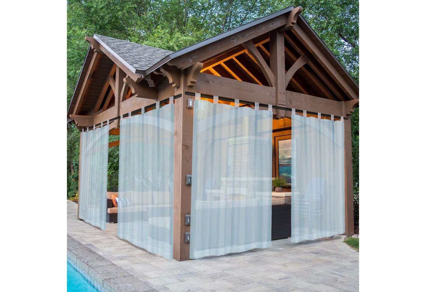 BTTO V&G Outdoorvorhang Wasserdichter Gardinen,Transparenter Balkon Vorhang mit Magic Tape (2 St), Terrassenvorhang von BTTO V&G