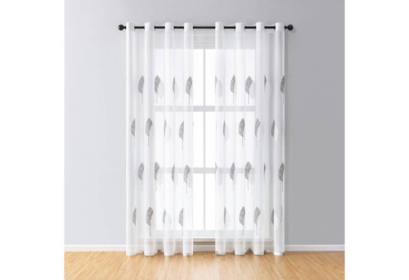 BTTO V&G Scheibengardine 2 Paneele Ösen Vorhänge Voile Gardine,Baumstickerei Scheibengardinen von BTTO V&G